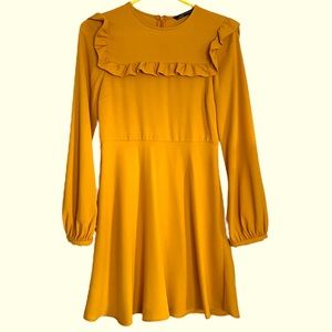 EUC | Zara | Mustard Yellow Vintage-Inspired Mini Dress | Size XS
